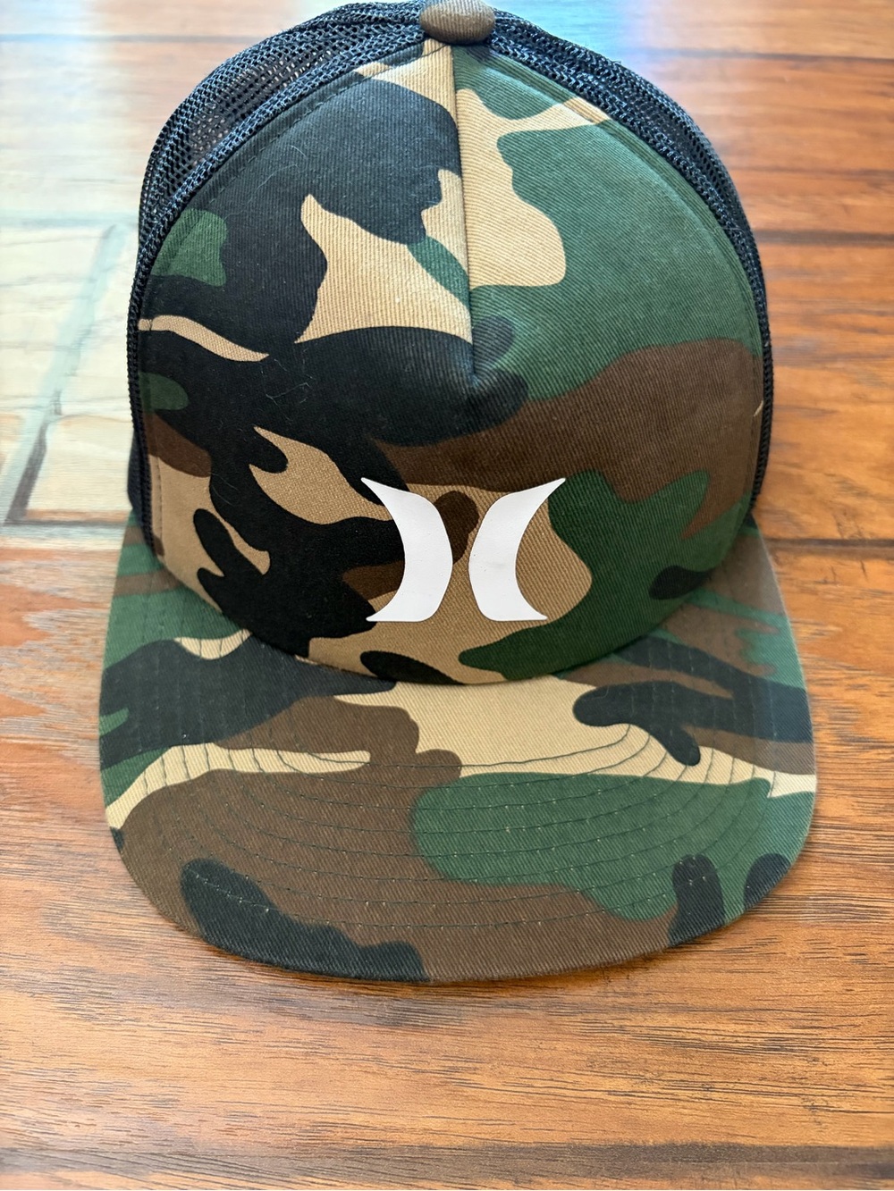 Hurley Camo Trucker Hat with White Logo - Green/Brown/Black